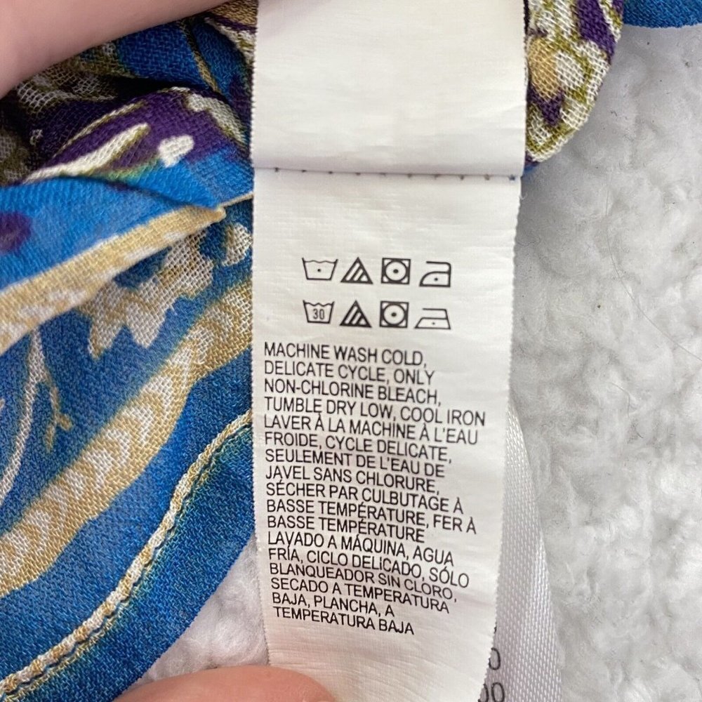 Lucky Brand Blouse Womens L Blue Purple Peasant Y2K Fairy Boho Festival‎ Artsy - Picture 9 of 16